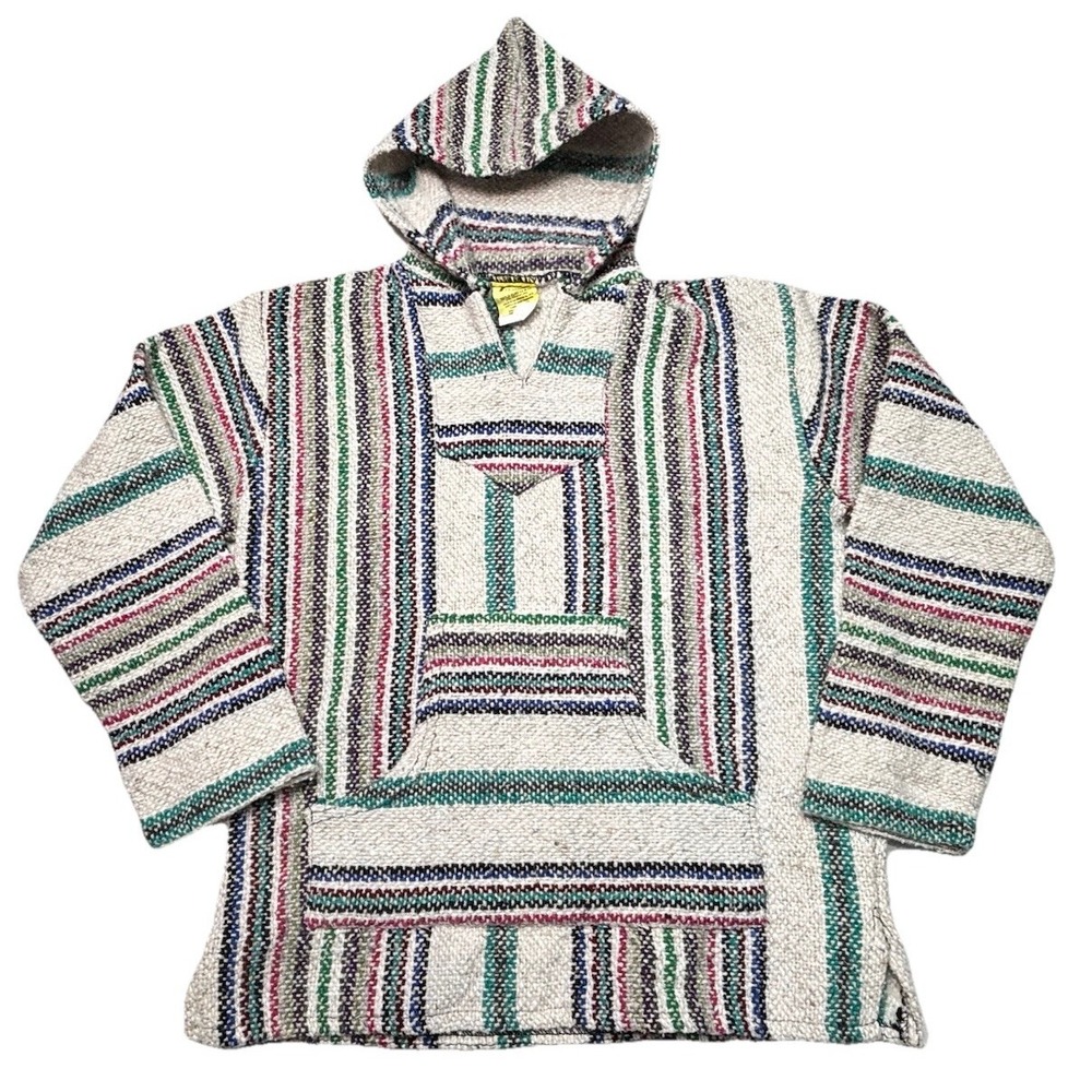 Franks Textiles Baja Hoodie Kids M Mexican Blanket Drug Rug Pullover Youth